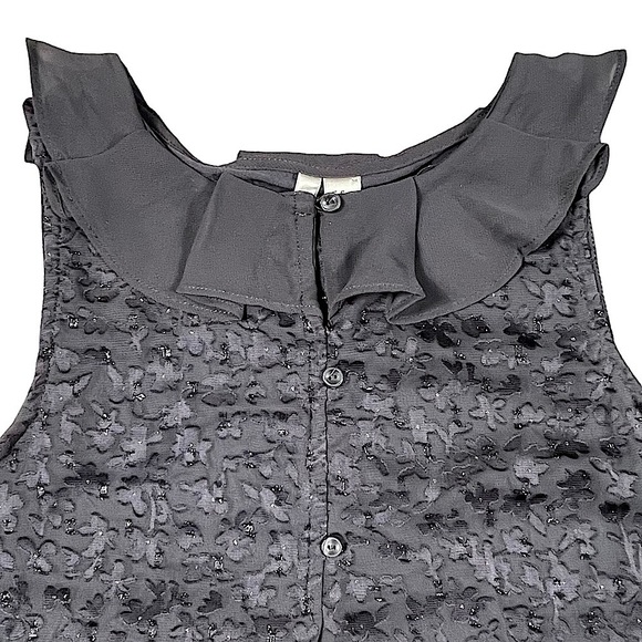 LC Lauren Conrad size small sleeveless top ruffle collar sheer sparkle front EUC - Picture 7 of 16